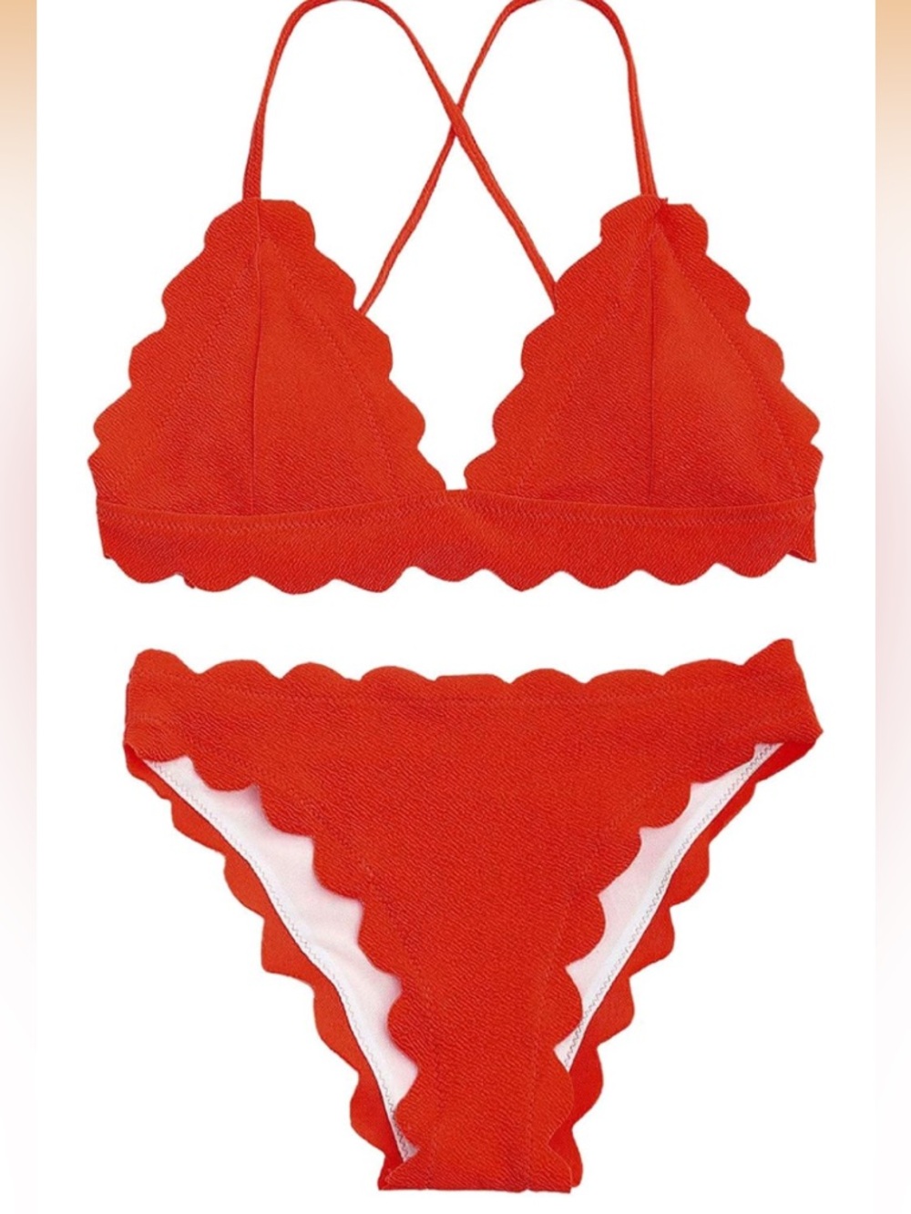 Scalloped Triangle Bikini Set in Red